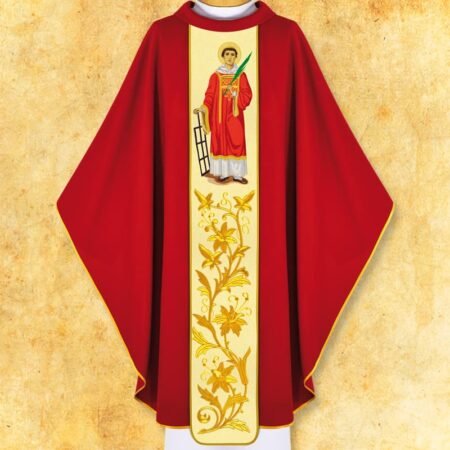Casulla con imagen de san Lorenzo