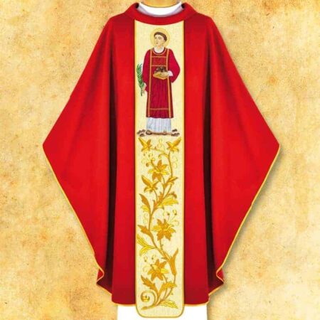 Casulla roja bordada San Esteban