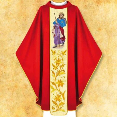 Casulla roja bordada San Santiago Apóstol