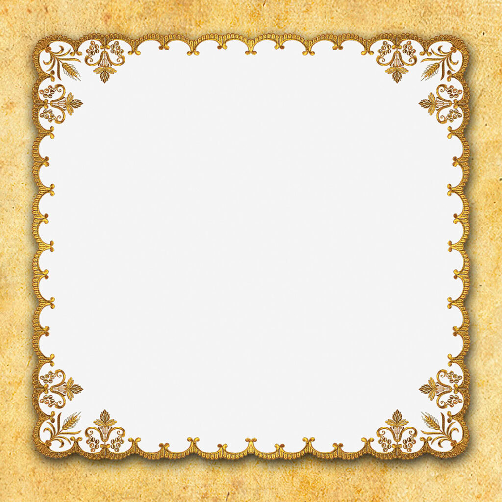Cubierta bordada 95cm x 95cm con bordado dorado