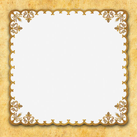 Cubierta bordada 95cm x 95cm con bordado dorado