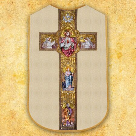 Casulla romana réplica ecru Corazón de Jesús