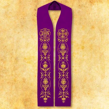 Estola litúrgica bordada IHS morada