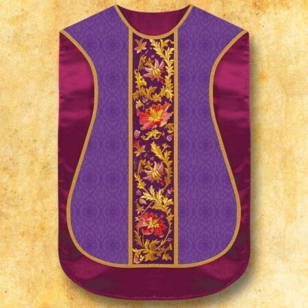 Casulla romana réplica morada IHS