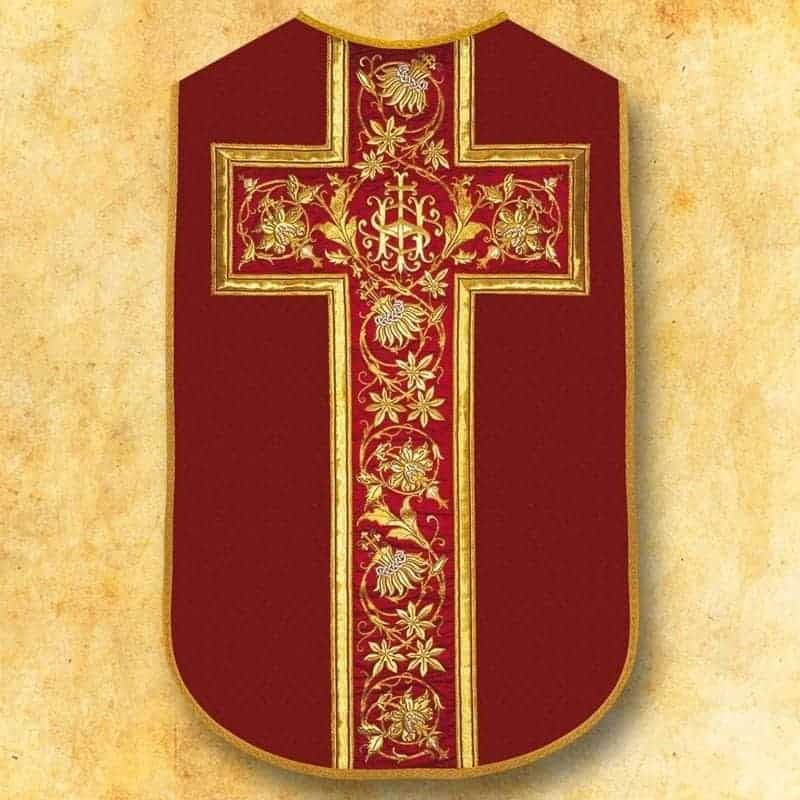 Casulla romana réplica roja IHS Casulla romana réplica roja IHS