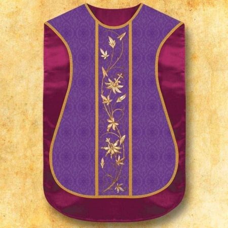 Casulla romana réplica morada IHS