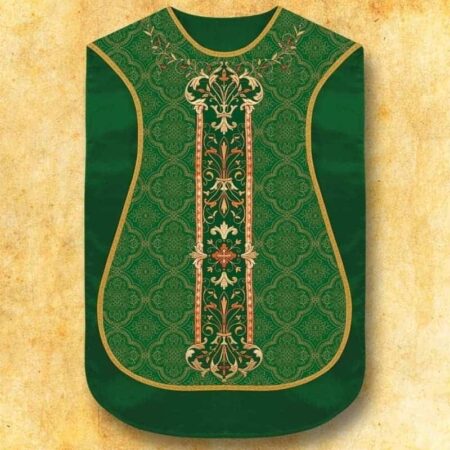 Casulla romana réplica verde IHS