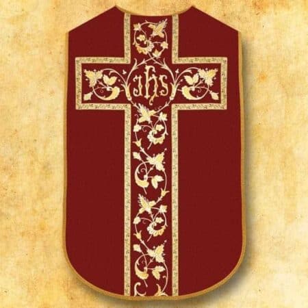Casulla romana réplica roja IHS