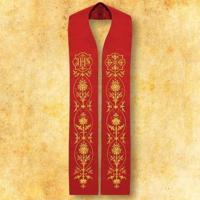 Estola litúrgica bordada IHS roja Estola litúrgica bordada IHS roja