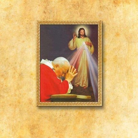 Imagen Religiosa Sobre Tela San Juan Pablo II y Jesús Misericordioso