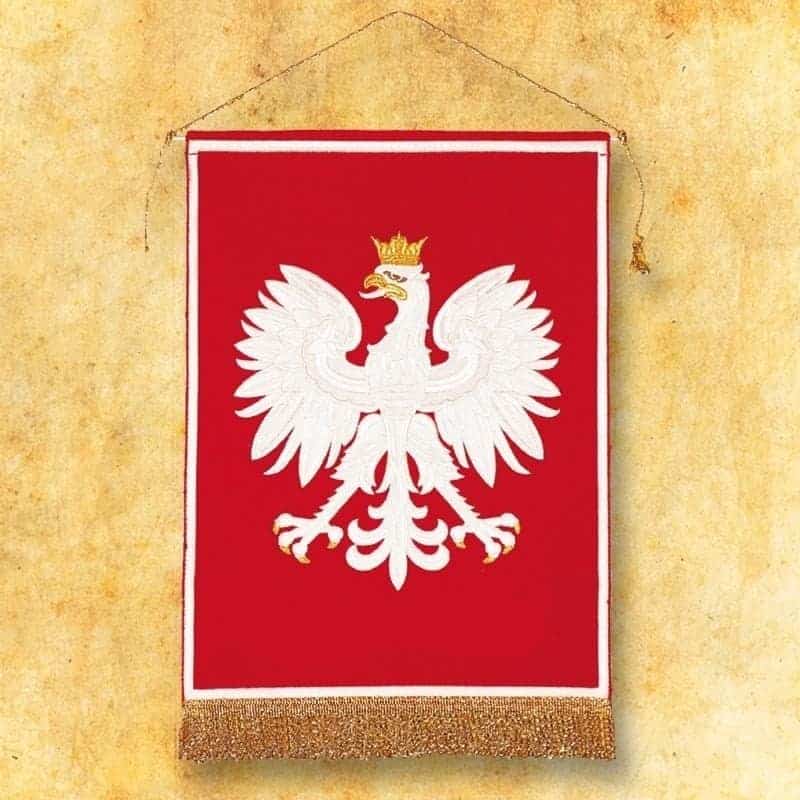 Bandera con el emblema de Polonia Bandera con el emblema de Polonia