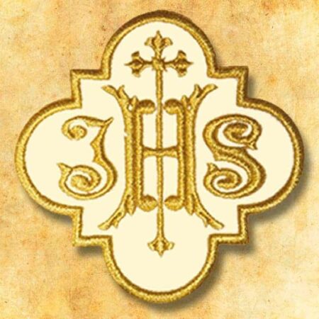 aplicación bordada IHS en terciopelo