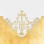 Cubierta bordada litúrgica con IHS