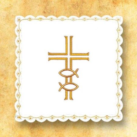 Pala de cáliz bordada blanca