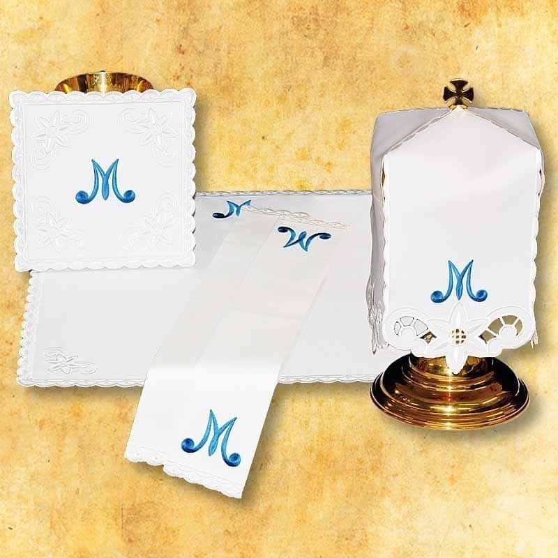 Conjunto de ropa de altar para el cáliz Mariano Conjunto de ropa de altar para el cáliz Mariano