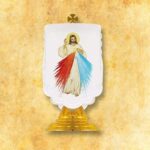 Conjunto de ropa de altar para el cáliz y conopeo con el motivo de la misericordia