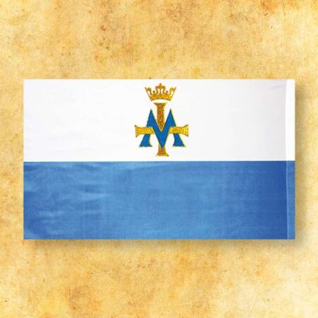 Bandera blanco-azul con el síVirgen Maríaolo „M”