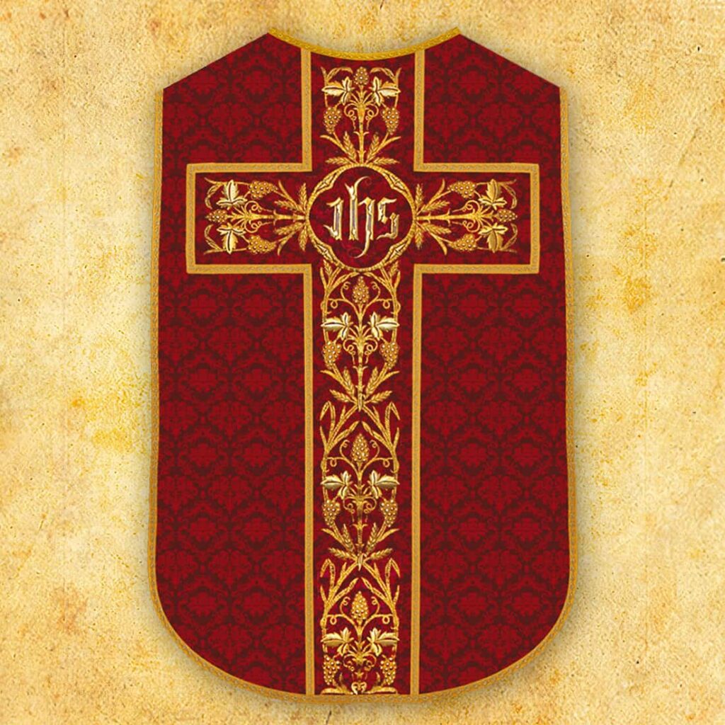 Casulla romana réplica IHS