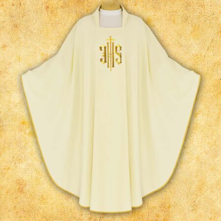 Casulla bordada con IHS ecru