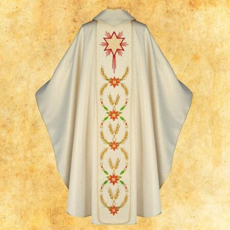 Casulla con pasamanería bordada para Navidad