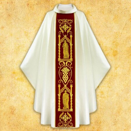 Casulla con franja de terciopelo bordada 4 Evangelistas