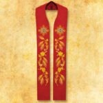 Estola bordada litúrgica IHS roja