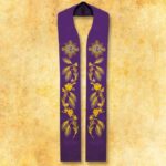 Estola bordada litúrgica IHS morada