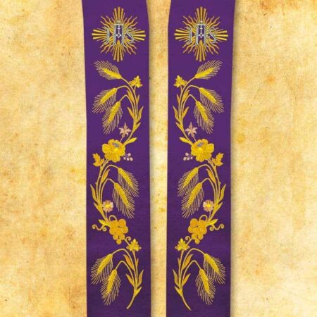 Estola bordada litúrgica IHS morada