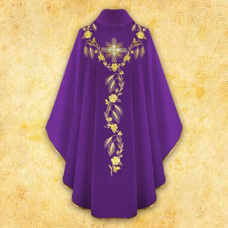 Casulla bordada IHS morada