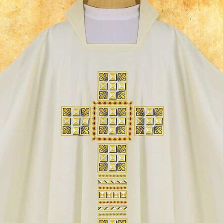 Casulla bordada litúrgica con cruz