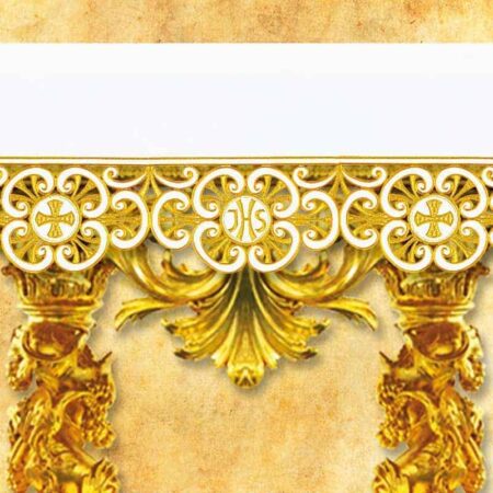 Mantel bordado dorado con IHS