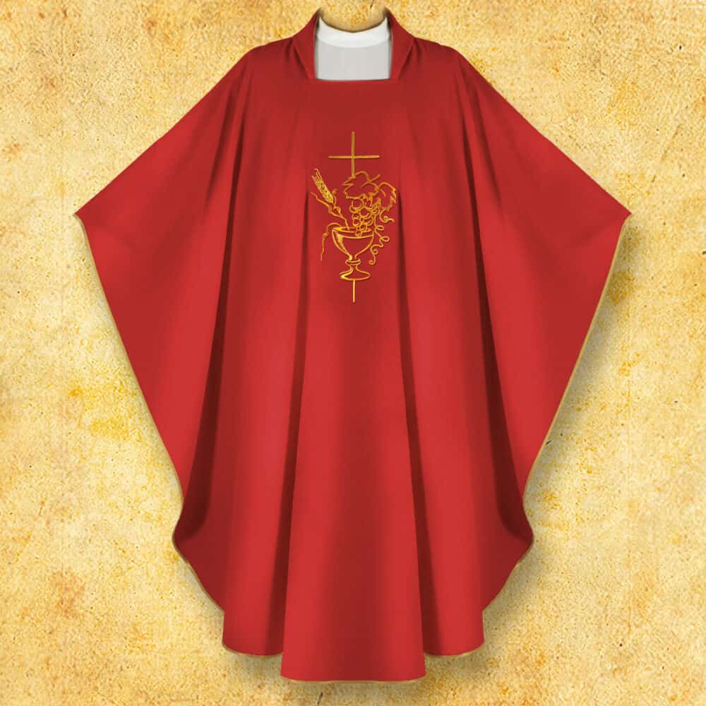 Casulla bordada Cáliz rojo