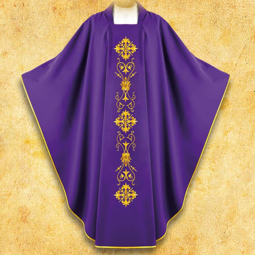 Casulla bordada Krzyżyki morada Casulla bordada Krzyżyki morada