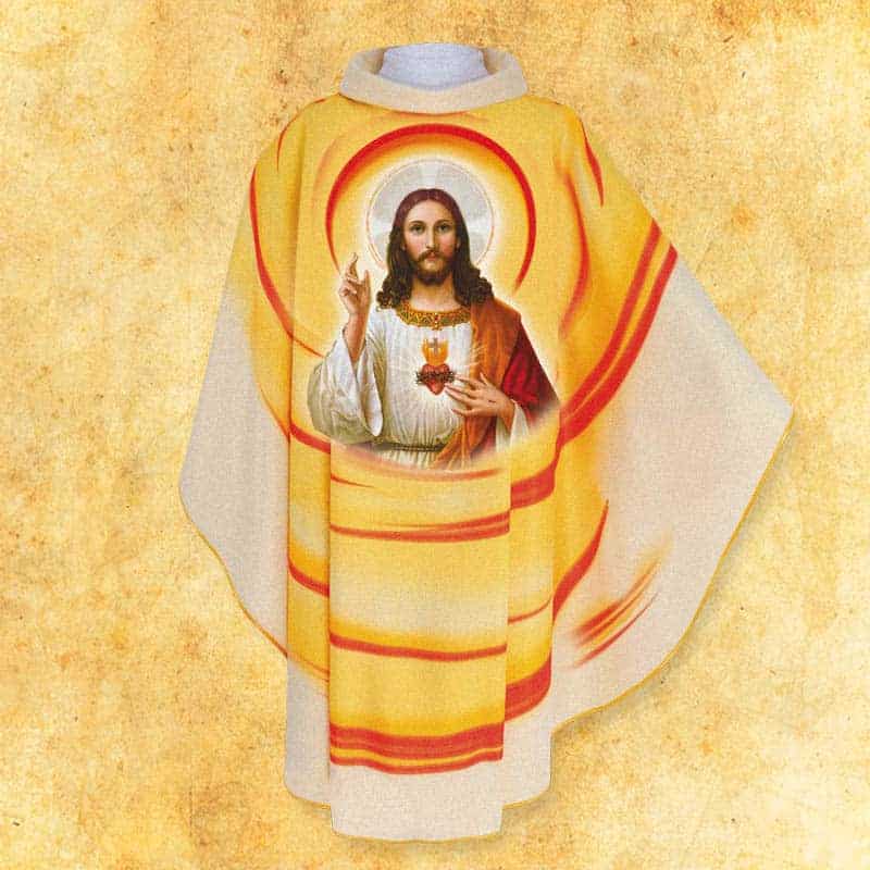 Casulla con la imagen del Corazón de Jesús Casulla con la imagen del Corazón de Jesús