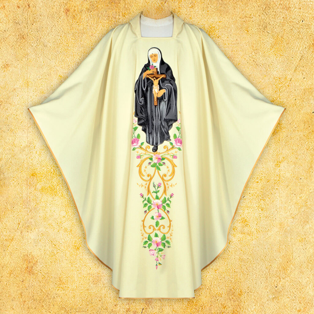 Casulla bordada San Rita