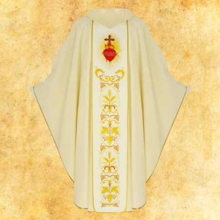 Casulla con franja bordada Sagrado Corazón de Jesús