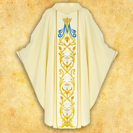 Casulla con pasamanería bordada Corazón de María