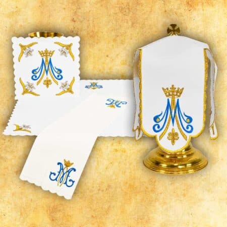 Conjunto de ropa de altar para el cáliz Mariano