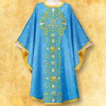 Casulla bordada mariana azul