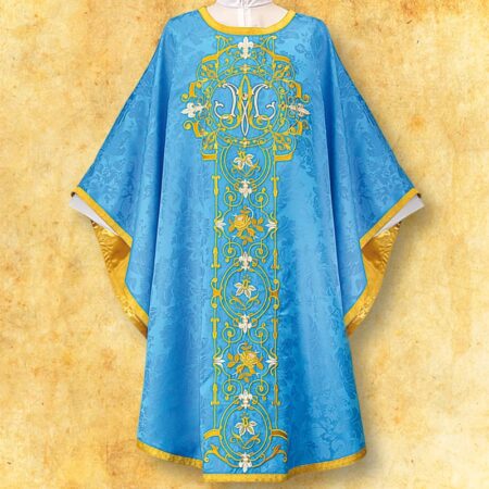 Casulla bordada mariana azul