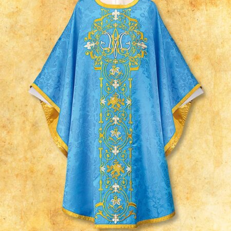 Casulla bordada mariana azul