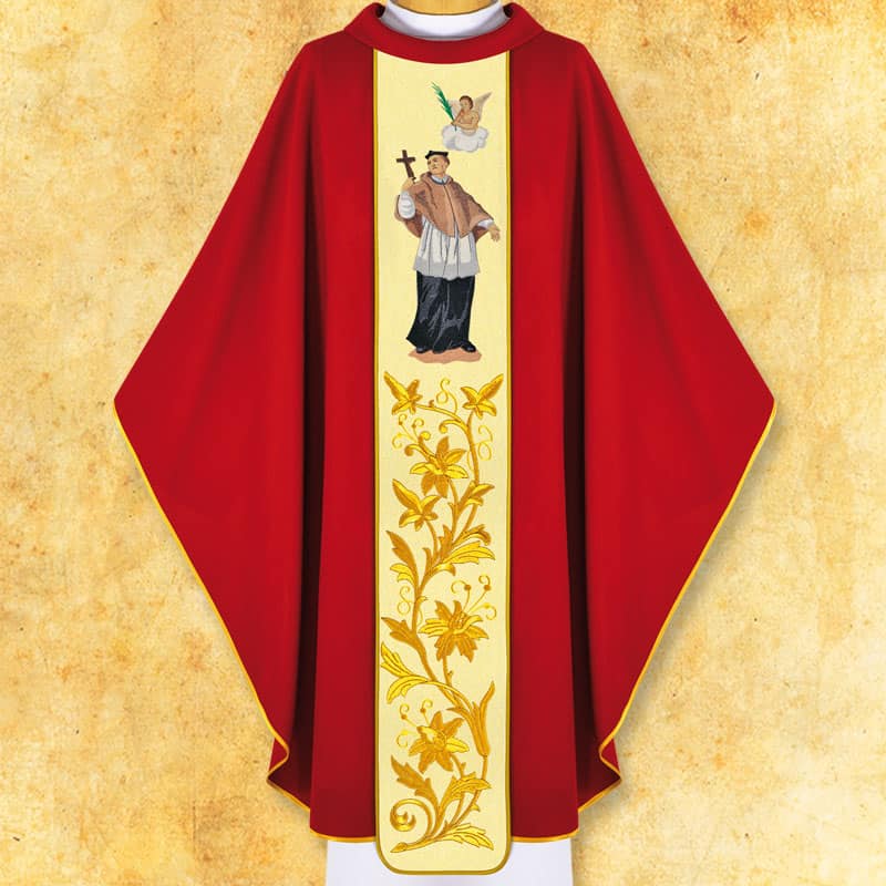 Casulla roja bordada San Juan Nepomuceno Casulla roja bordada San Juan Nepomuceno
