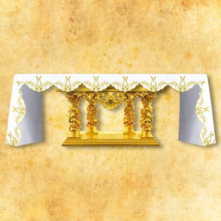Mantel de altar Mariano con bordado dorado