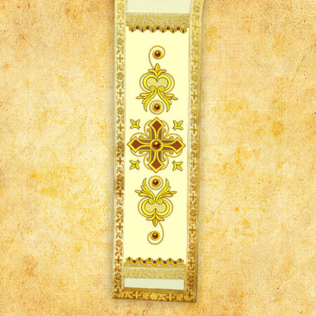 Estola diaconal bordada ecru con cruces