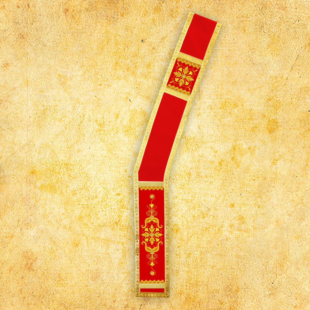 Estola diaconal roja bordada Estola diaconal roja bordada
