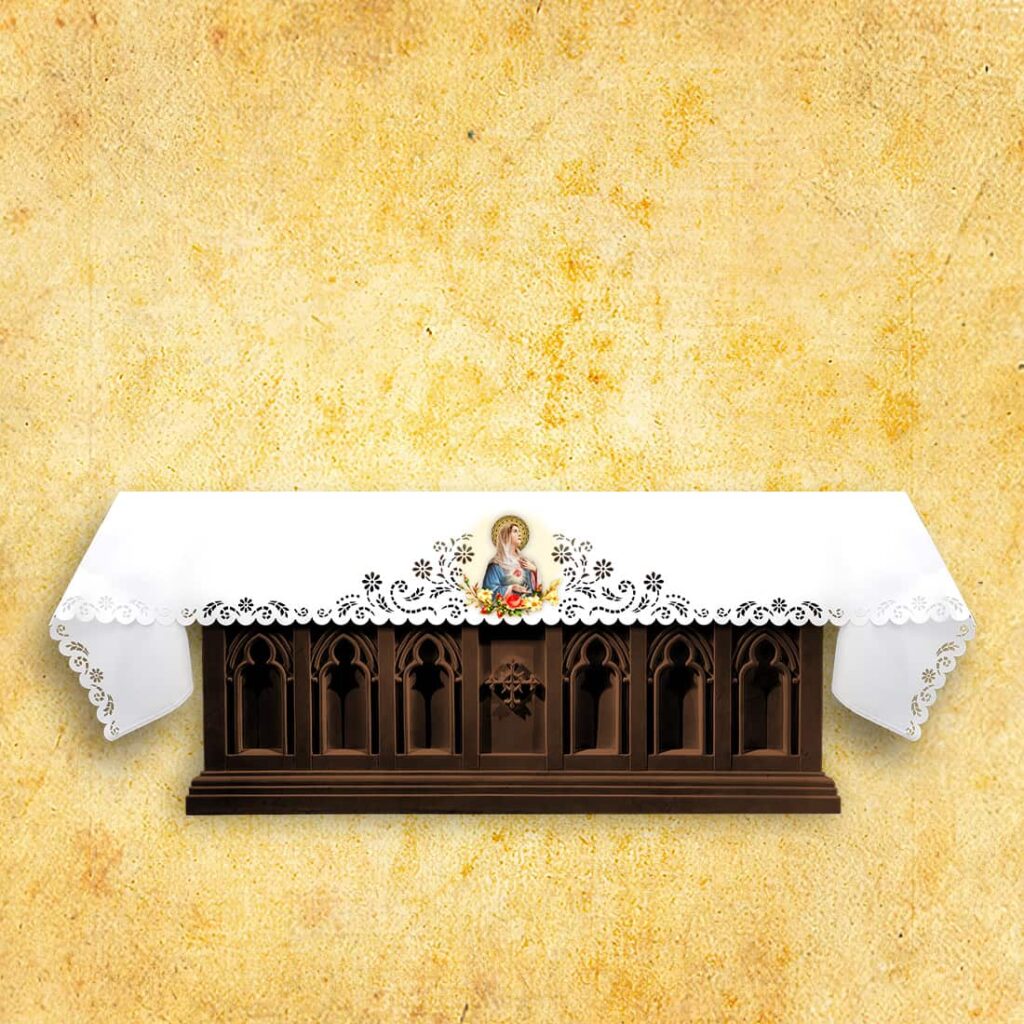 Mantel de altar calado con la imagen foto