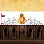 Mantel de altar calado estilo Richelieu con impresión por sublimación térmica