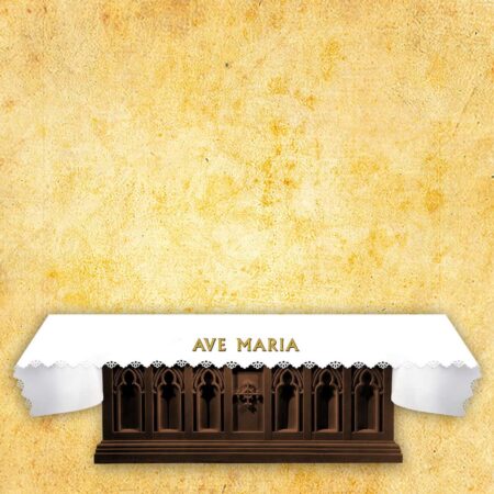 Mantel foto cortado con láser Ave María