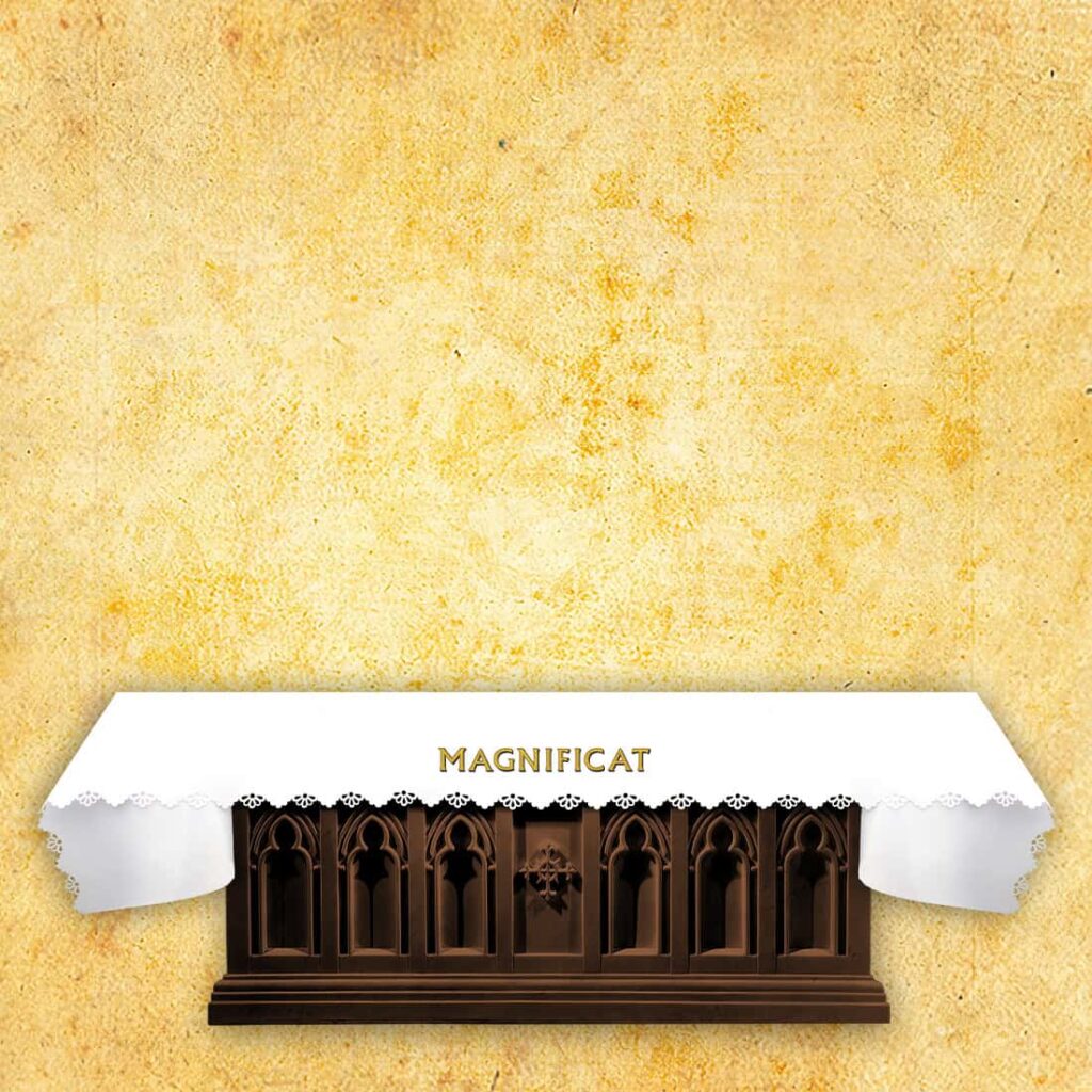 Mantel fotográfico cortado con láser "Magnificat"