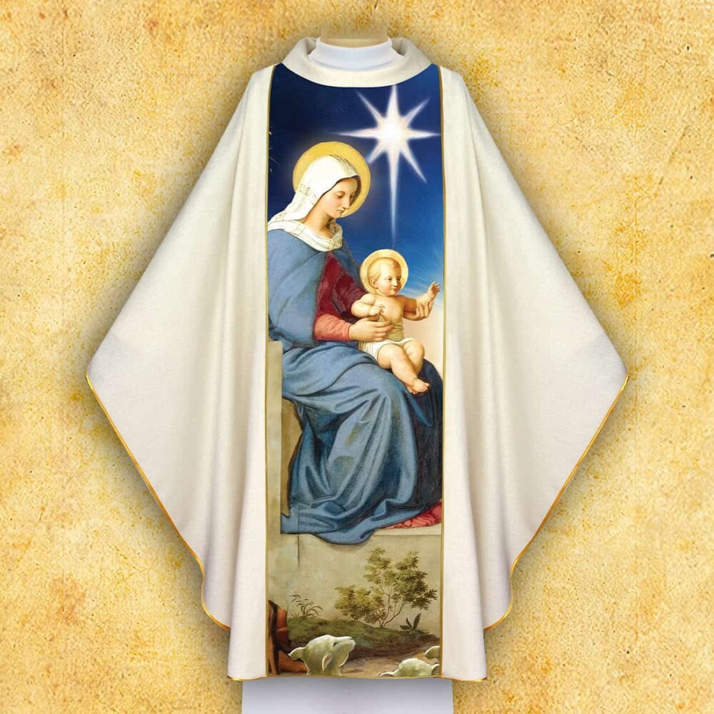 Casulla impresa para Navidad